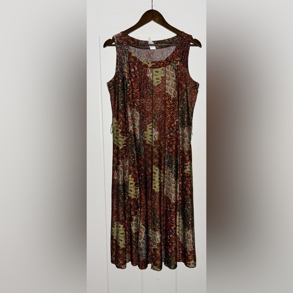 Vtg PerSeption Concept Paisley Sheath Dress 70's Multicolored Festive Grannycore